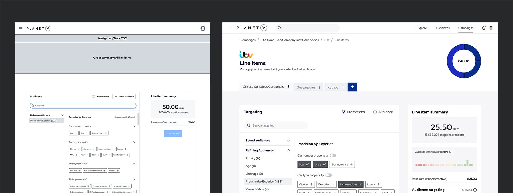 Planet V - Wireframes & UII